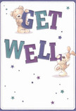 Radiating warmth, hope, and a dash of playful Westcombe Park whimsy, this get well card features two adorable characters-a smiling teddy bear and a lively, floppy-eared pup-balancing large, cheerful letters that spell 'Get Well' in bold purples and teals. The animals' eyes twinkle with gentle affection, their fluffy textures rendered so tactile you can almost imagine their softness. Starbursts, scattered in dreamy blues and violets, add a touch of magic, reminiscent of stargazing in Greenwich Park on a clear night. Set against a luminous white background, the illustration invites a sense of clarity, light, and healing. The spirit is comparable to the gift of a freshly arranged bouquet, hand-delivered to a friend's doorstep in SE3-a small but heartfelt gesture from Florist Westcombe Park made to brighten and comfort on the road to recovery. Every element-down to the expressive brushwork-conveys a genuine sense of kindness, capturing the mood of sending good wishes to loved ones across Westcombe Park.